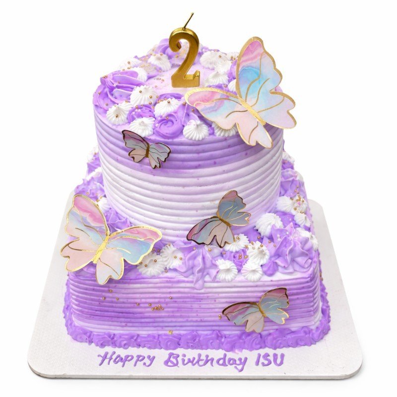 Purple cake with butterflies