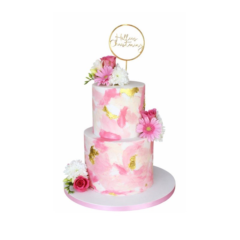 Blush Marble Christening Cake