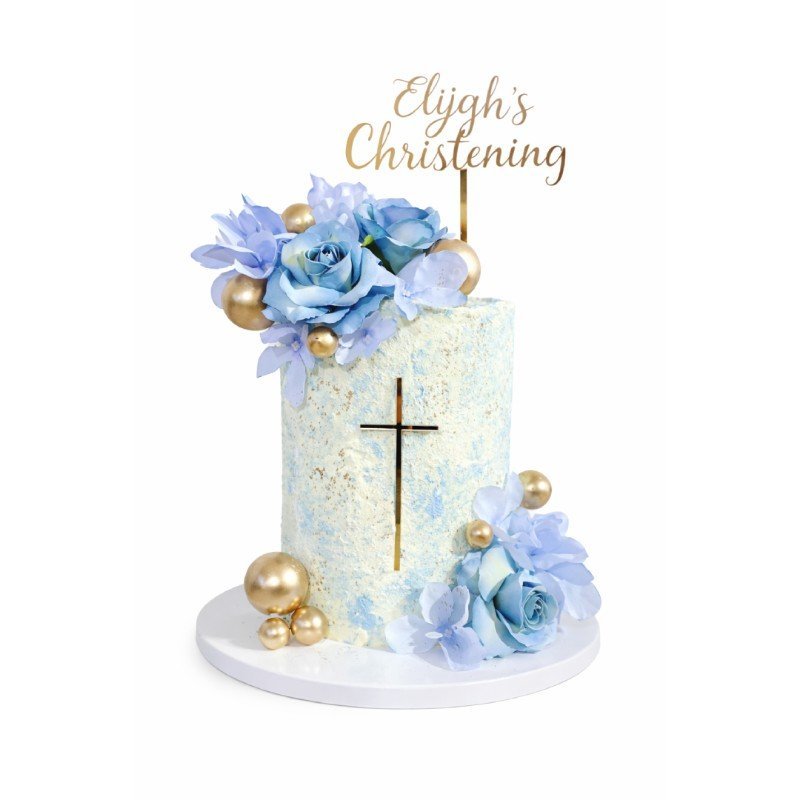Blue Blessings Christening Cake